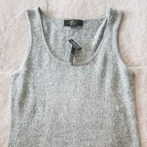 Tahari LUXE sleeveless silver sparkle top Size S